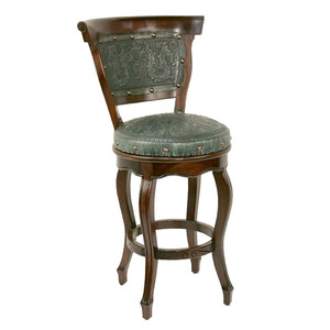 Spanish Heritage Turquoise Swivel Stool w/ Back