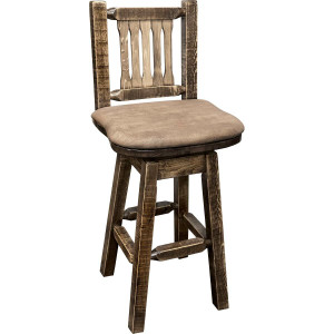 Denver Swivel Counter Stool w/Back & Buckskin Seat