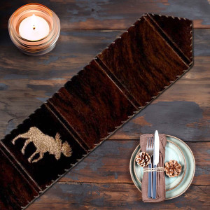 Moose Dark Brindle Leather Table Runners