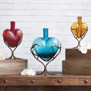 Tangled Vine Glass Heart Sculptures