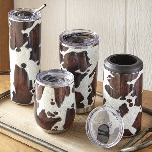 Cowhide Stainless Steel Drinkware - CLEARANCE