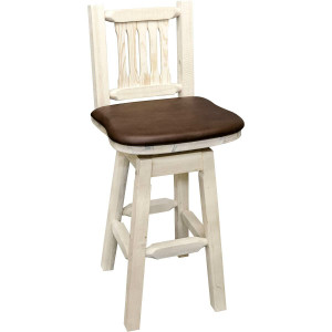 Denver Swivel Counter Stool w/Back & Saddle Seat