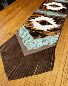 Harmony Brindle & Teal Faux Gator Table Runners