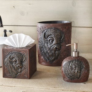 Buffalo Tooled Leather Bath Accessories