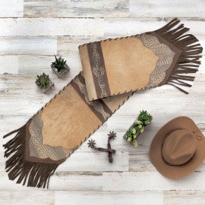 Wyoming Cowhide & Tooled Leather Table Runners