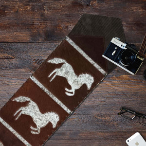 Fringed Running Horses Dark Brown Table Runners