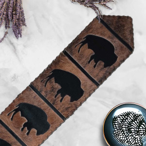 Roaming Bison Brindle Leather Table Runners