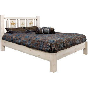 Ranchman's Platform Bed with Laser-Engraved Bronc 