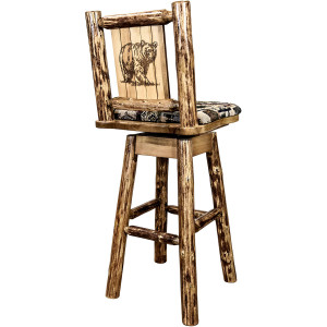 Woodsman Swivel Barstools with Animal Backs