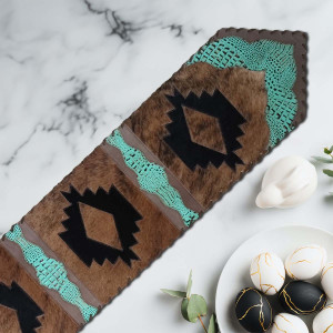 Harmony Cowhide & Teal Faux Gator Table Runners