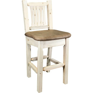 Denver Counter Stool with Back & Buckskin Seat