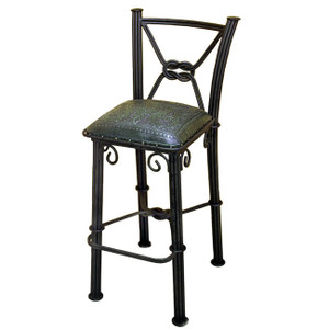 Coronado Iron Stool with Back - Colonial Sage